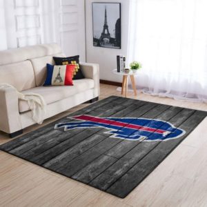 Buffalo Bills NFL Team Logo Grey Wooden Style Nice Gift Living Room Carpet Rug Home Decor