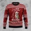 Bulldog Sleigh Drive Christmas Ugly Sweater