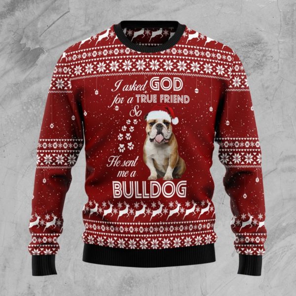 Bulldog Santa Christmas Ugly Sweater