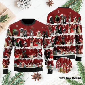 Bulldog Snow Christmas Ugly Sweater