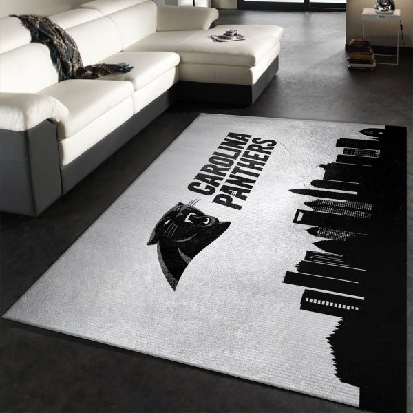 Carolina Panthers Black And White NFL Living Room Carpet Rug Home Decor Carolina Panthers Black And White NFL Living Room Carpet Rug Home Decor