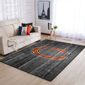 Chicago Bears NFL Team Logo Grey Wooden Style Nice Gift Living Room Carpet Rug Home Decor
