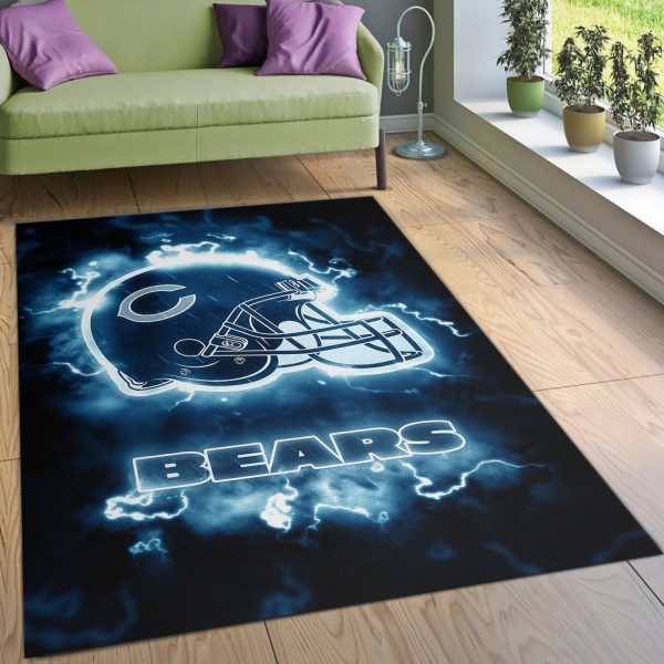 Chicago Bears Neon NFL Living Room Carpet Rug Home Decor Chicago Bears Neon NFL Living Room Carpet Rug Home Decor