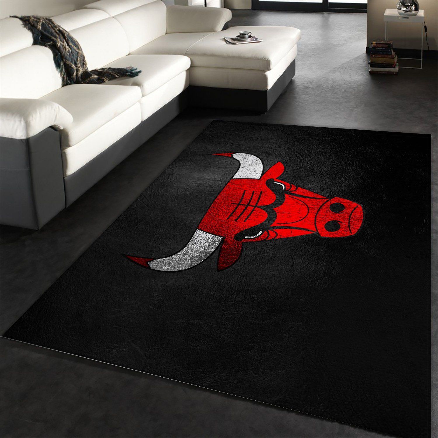 Chicago Bulls Black Rectangle Rug - NBA Rug Home Decor Chicago Bulls Black Rectangle Rug - NBA Rug Home Decor
