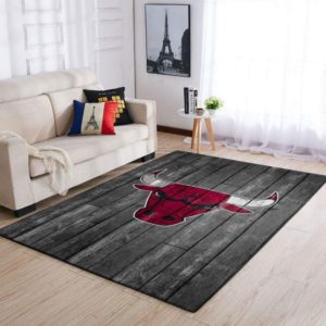 Chicago Bulls NBA Team Logo Grey Wooden Style Nice Gift Living Room Carpet Rug Home Decor