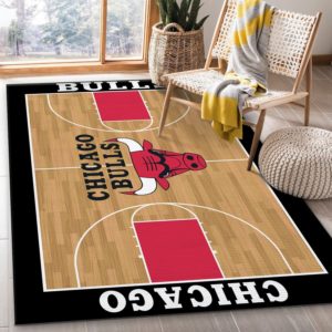 Chicago Bulls Team Logo And Stadium NBA Living Room Carpet Rug Home Decor