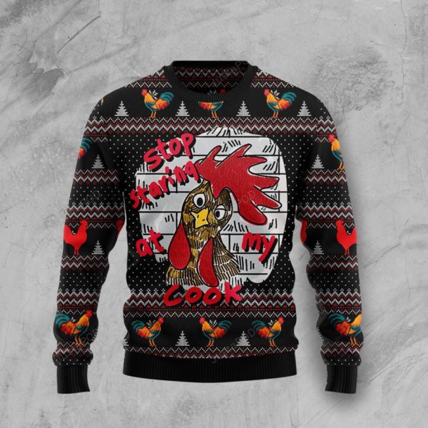 Chicken Stop Staring At My Cock Christmas Ugly Sweater