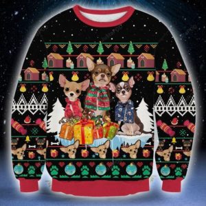 Chihuahua Dog Gifts Box Christmas Ugly Sweater