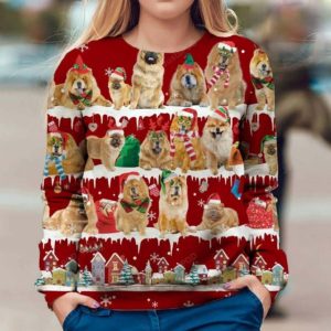Chow Chow Dog Pattern Christmas Ugly Sweater