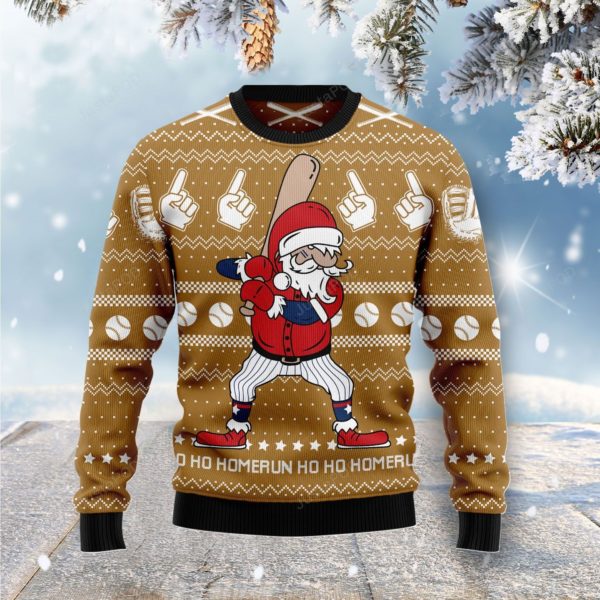 Santa Claus Baseball Christmas Ugly Sweater