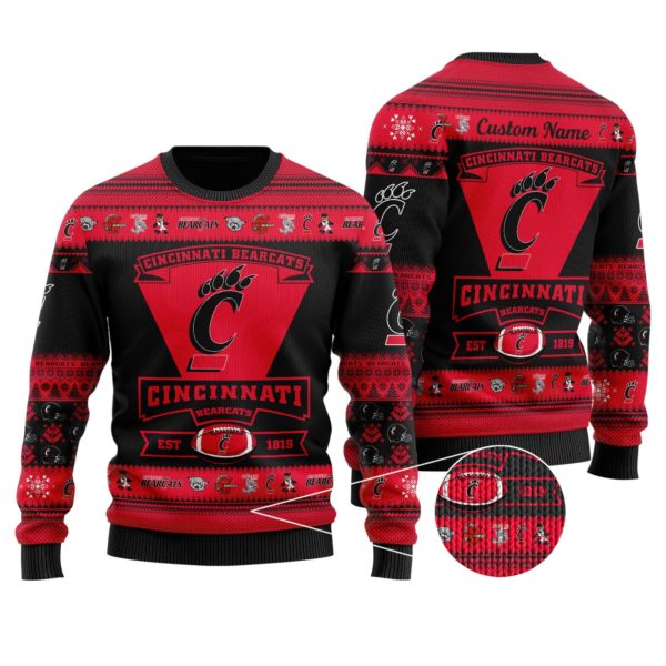 Cincinnati Bearcats EST 1819 Christmas Ugly Sweater