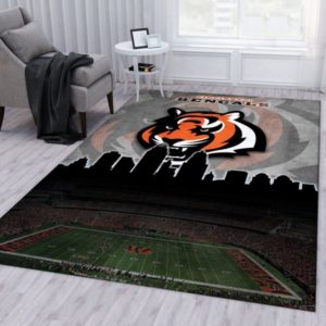 Cincinnati Bengals And Stadium NFL Living Room Carpet Rug Home Decor