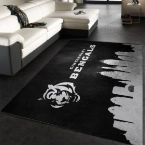 Cincinnati Bengals Black And White NFL Living Room Carpet Rug Home Decor
