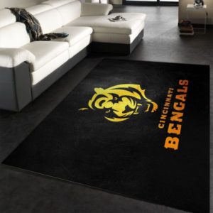 Cincinnati Bengals Gold NFL Living Room Carpet Rug Home Decor