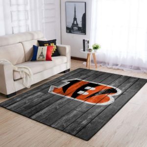 Cincinnati Bengals NFL Team Logo Grey Wooden Style Nice Gift Team Home Field NFL Living Room Carpet Rug Home Decor
