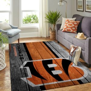 Cincinnati Bengals NFL Team Logo Wooden Style Nice Gift Living Room Carpet Rug Home Decor