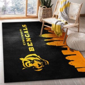 Cincinnati Bengals Yellow Logo NFL Living Room Carpet Rug Home Decor