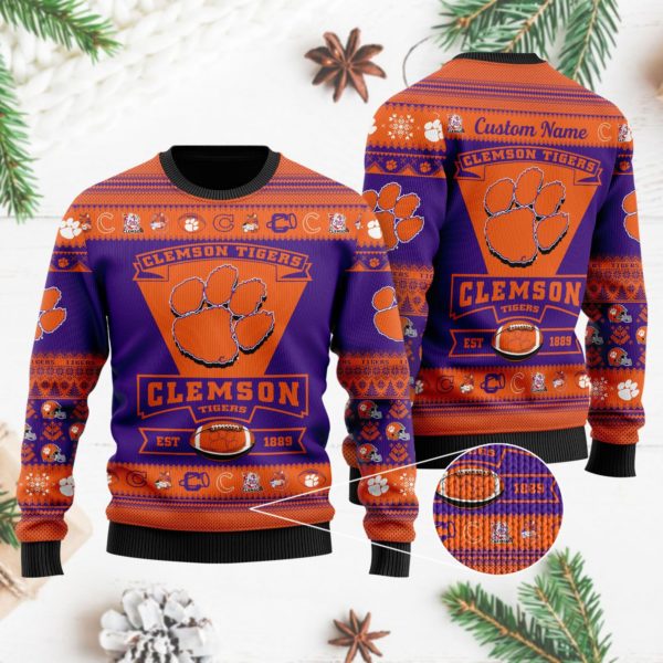 Clemson Tigers EST 1889 Christmas Ugly Sweater