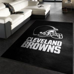 Cleveland Browns Black And White NFL Living Room Carpet Rug Home Decor