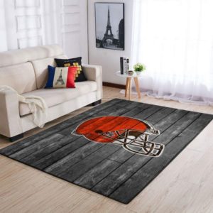 Cleveland Browns NFL Team Logo Grey Wooden Style Nice Gift Living Room Carpet Rug Home Decor