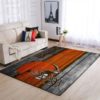 Cleveland Browns NFL Team Logo Grey Wooden Style Nice Gift Living Room Carpet Rug Home Decor