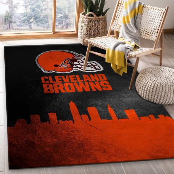 Cleveland Browns Skyline NFL Team Home Field NFL Living Room Carpet Rug Home Decor Cleveland Browns Skyline NFL Team Home Field NFL Living Room Carpet Rug Home Decor