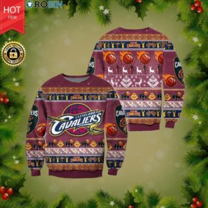 Cleveland Cavaliers Logo Basketball Christmas Ugly Sweater