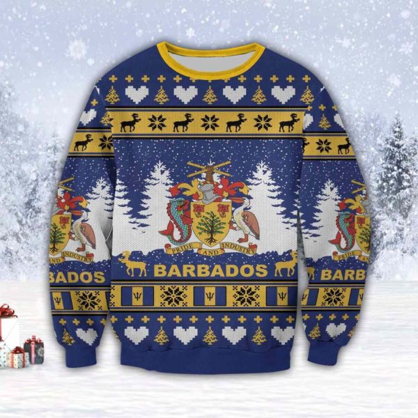 Coat of Arms Of Barbados Christmas Ugly Sweater