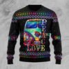 Colorful Hippie Peace Love Christmas Ugly Sweater