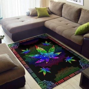 Colorful Weed Hippie Mandala Living Room Carpet Rug Home Decor