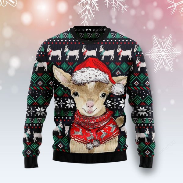 Cute Goat Santa Christmas Ugly Sweater