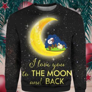 Cute Sheep I Love You To The Moon And Back Christmas Ugly Sweater