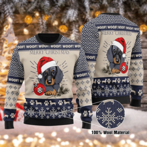 Dachshund Dog Santa Ball Christmas Ugly Sweater