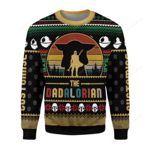 Dadalorian Retro Vintage Sunsets Christmas Ugly Sweater