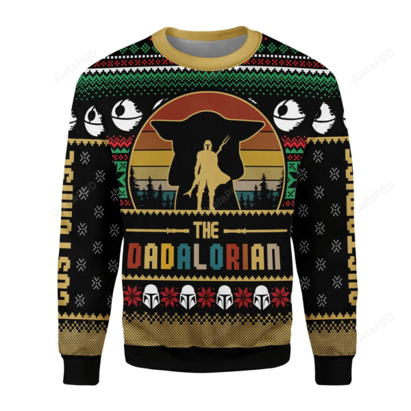 Dadalorian Retro Vintage Sunsets Christmas Ugly Sweater