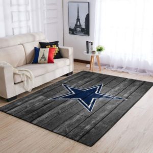 Dallas Cowboys NFL Team Logo Grey Wooden Style Nice Gift Living Room Carpet Rug Home Decor
