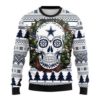 Dallas Cowboys Skull Flower Christmas Ugly Sweater