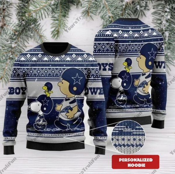 Dallas Cowboys Snoopy Custom Ugly Christmas Sweater, Cowboys NFL Christmas Ugly Sweater