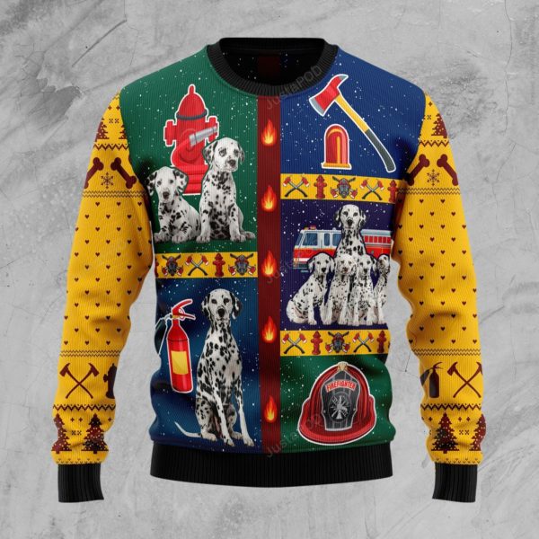 Dalmatian Dog Firefighter Christmas Ugly Sweater