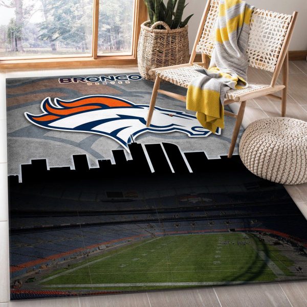 Denver Broncos And Stadium NFL Living Room Carpet Rug Home Decor Denver Broncos And Stadium NFL Living Room Carpet Rug Home Decor