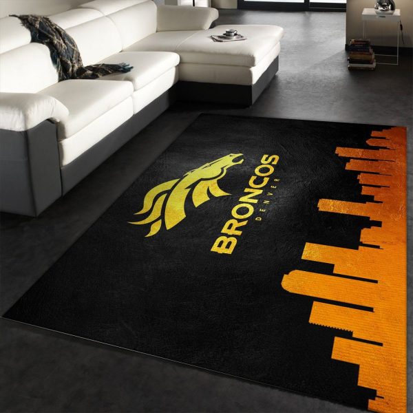 Denver Broncos NFL Black And Yellow Living Room Carpet Rug Home Decor Denver Broncos NFL Black And Yellow Living Room Carpet Rug Home Decor