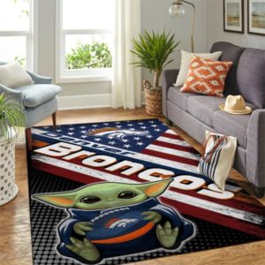 Denver Broncos NFL Team Logo Baby Yoda Us Style Nice Gift Living Room Rug Floor Decor Home Decor