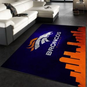Denver Broncos Skyline NFL Living Room Carpet Rug Home Decor