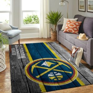 Denver Nuggets NBA Team Logo Wooden Style Nice Gift Living Room Carpet Rug Home Decor