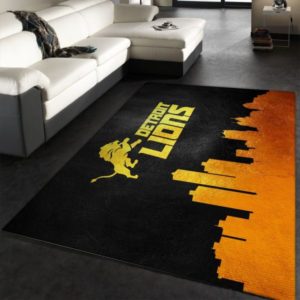Detroit Lions Logo Team NFL Living Room Carpet Rug Home Decor