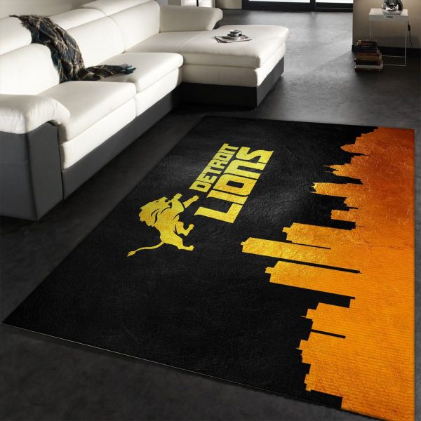 Detroit Lions Logo Team NFL Living Room Carpet Rug Home Decor Detroit Lions Logo Team NFL Living Room Carpet Rug Home Decor