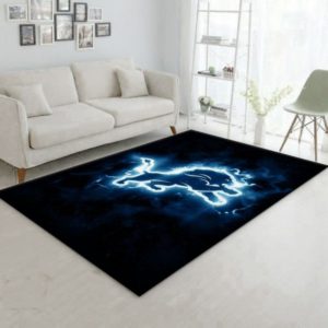 Detroit Lions Neon Living Room Carpet Rug Home Decor