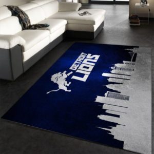 Detroit Lions Skyline NFL Team Logos Living Room Carpet Rug Home Decor