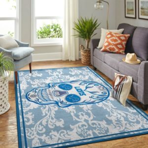 Detroit Lions NFL Nfl Team Logo Skull Flower Style Nice Gift Living Room Rug Floor Decor Home Decor