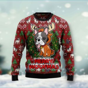 Funny Bulldog Reindeer Christmas Ugly Sweater